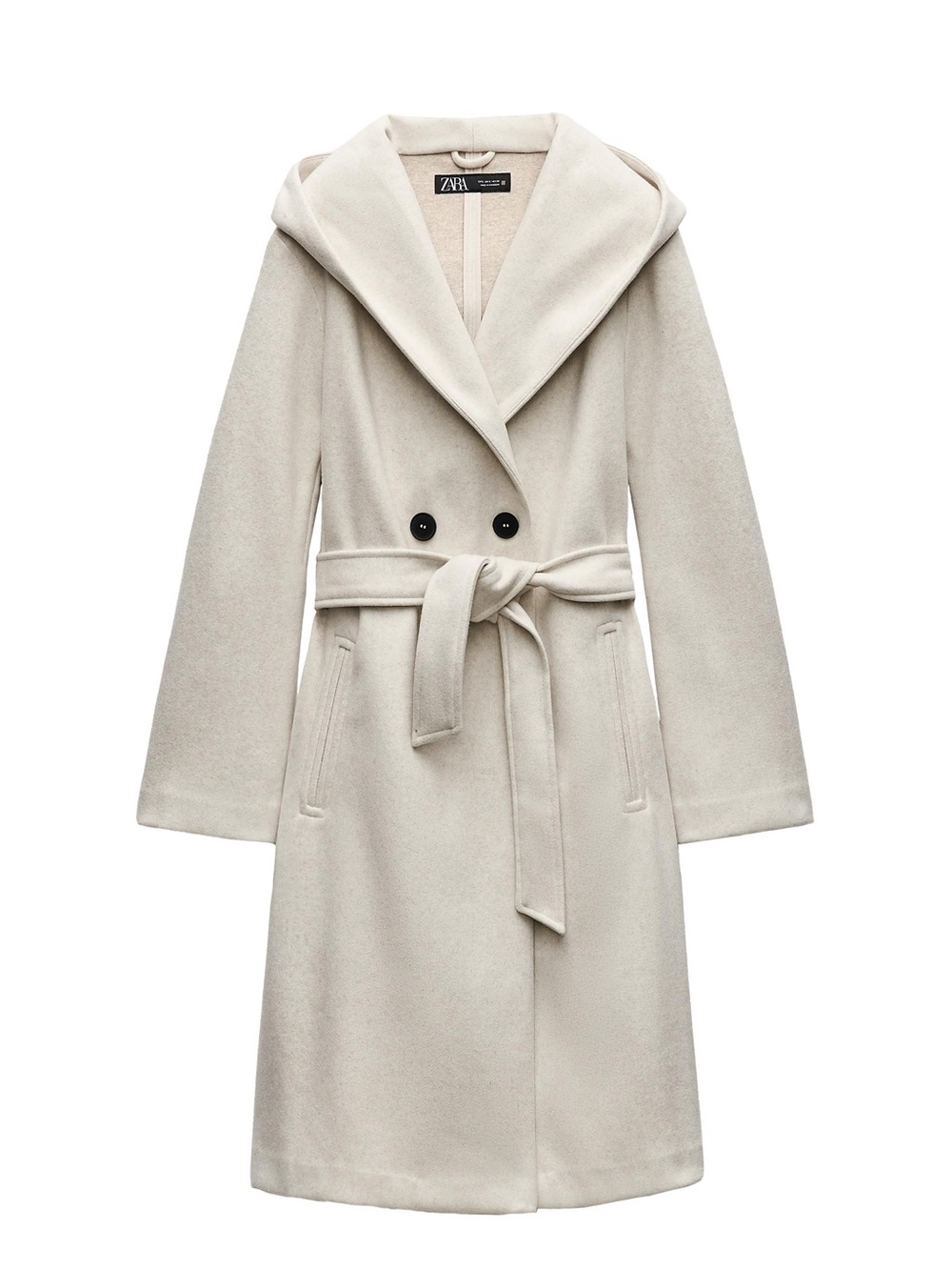 Zara Cream Hooded Belted Trench Coat